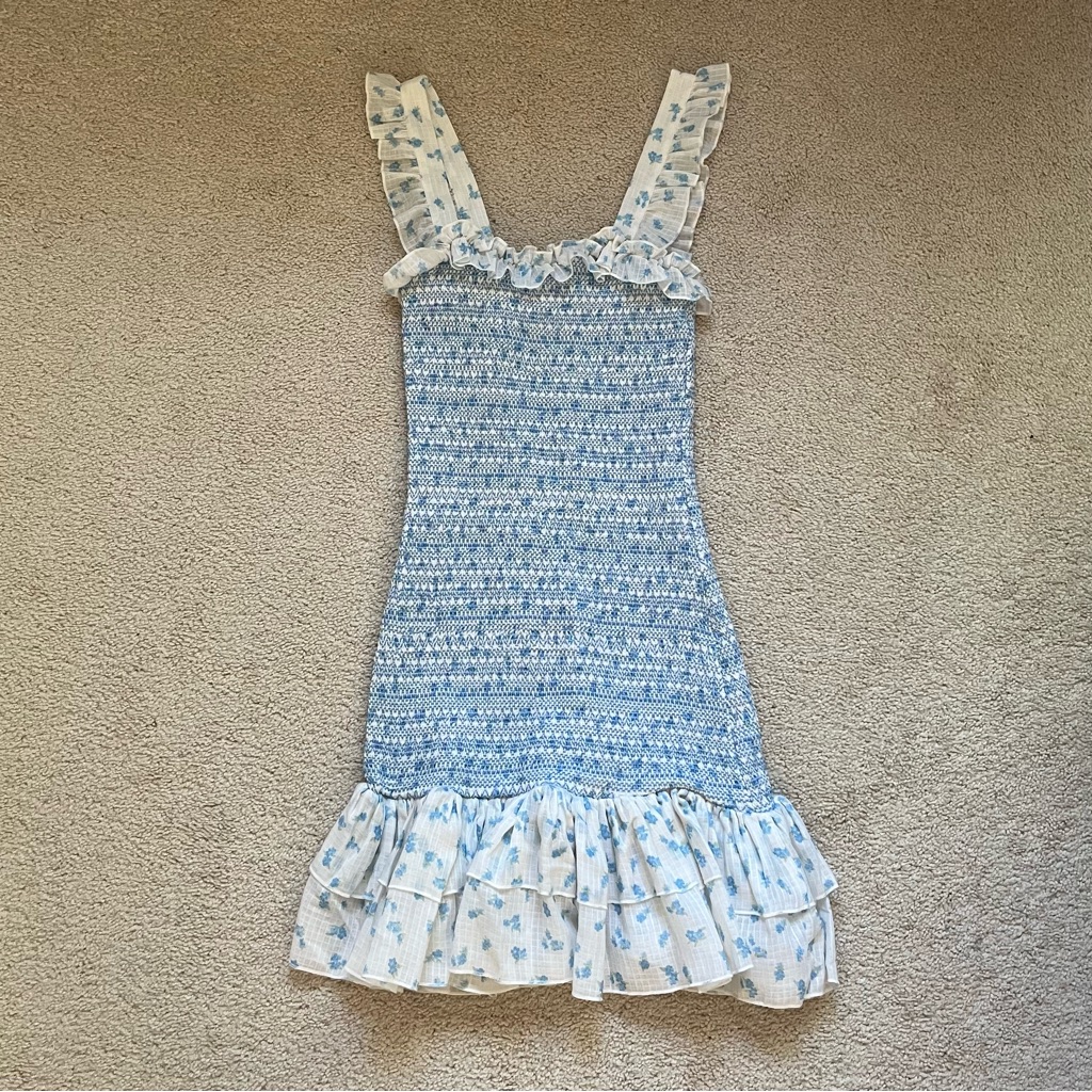 These Three Boutique Blue And White Smocked Dress